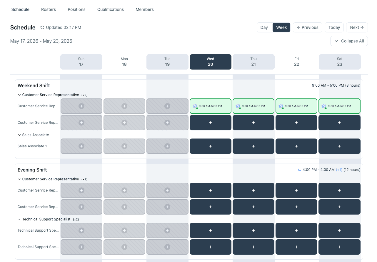Roster Boss dashboard